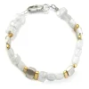 Stacked Sterling Silver and Vermeil Bars with Moonstone Bracelet