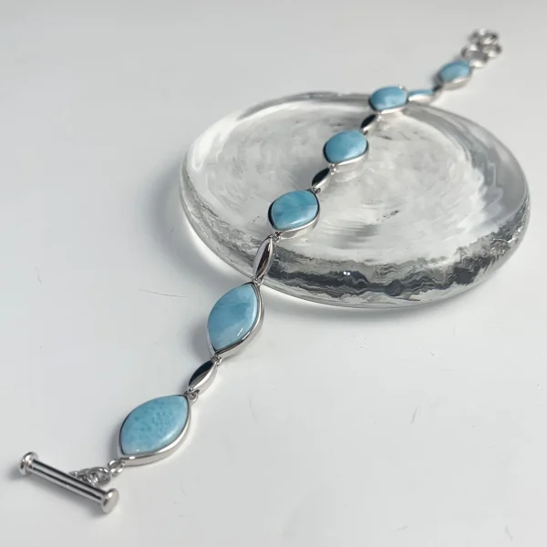 Sterling Silver and Larimar Digon Bracelet