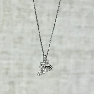 Sterling Silver Bee Necklace With Cubic Zirconia