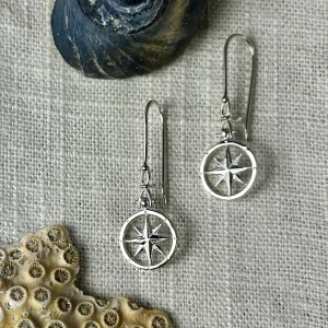 Sterling Silver Compass Rose Shackle Earrings