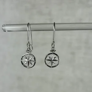 Sterling Silver Compass Rose Shackle Earrings