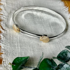 Sterling Silver Expandable Bracelet with Rose Gold Shells