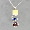 Three Small Squares with Lapis and Garnet