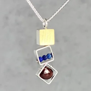 Three Small Squares with Lapis and Garnet