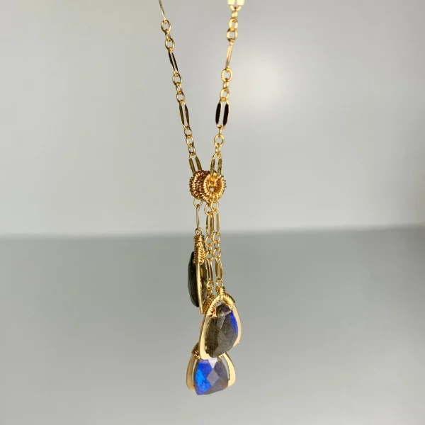 Triple Labradorite Drop Necklace