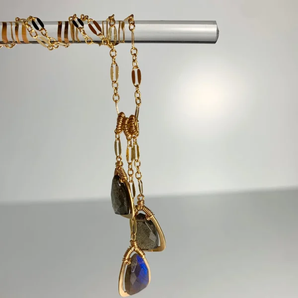 Triple Labradorite Drop Necklace