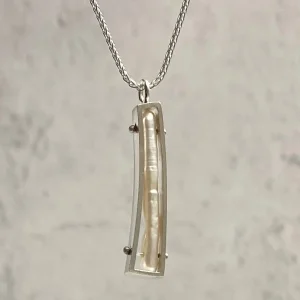 Vertical Wedge Necklace with Stick Pearl