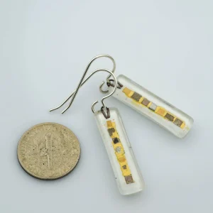 White Golden Phase Bar Earrings