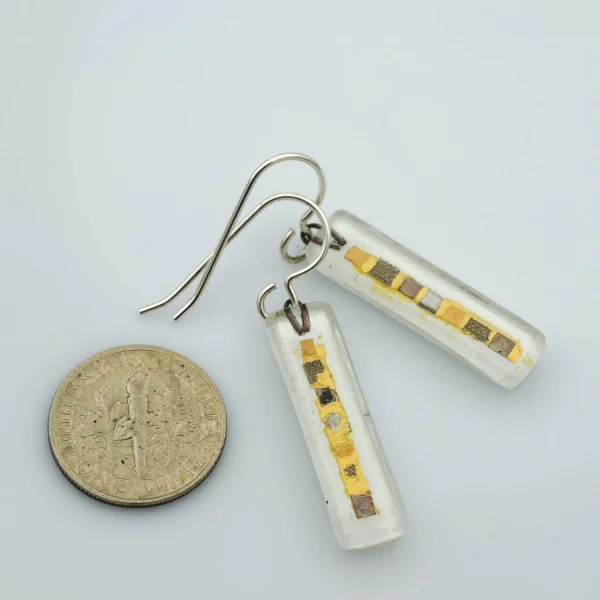 White Golden Phase Bar Earrings