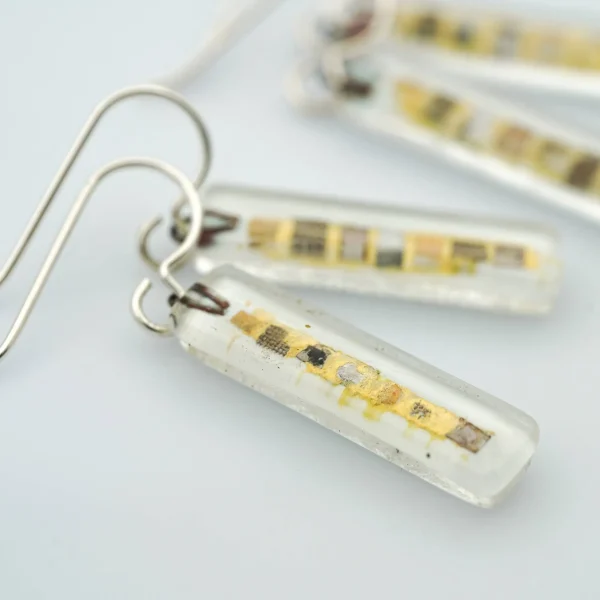 White Golden Phase Bar Earrings