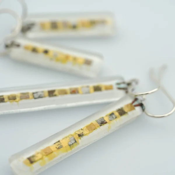 White Golden Phase Bar Earrings