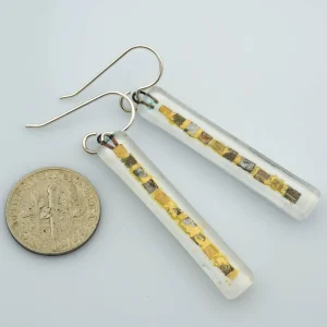 White Golden Phase Bar Earrings