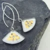 White Golden Phase Fan Earrings