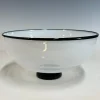 White with Black Lip Wrap Low Bowl