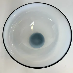 White with Black Lip Wrap Low Bowl