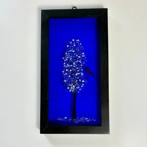 4x8 Fused Glass Framed Seasonal Cardinal in a Tree